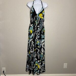 Colorful Abstract Beachy Summer Vacation Cruise Resort Babydoll Maxi Dress L